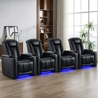 Home Theater Recliner Chair Built for Comfort, Power Reclining, Cup Holders, 35.4" Wide, Faux Leather