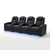 35.4'' Wide Modern Faux Leather Power Recliner Home Theater Individual Seat with Cup Holders — Studio Shot
