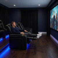 35.4'' Wide Modern Faux Leather Power Recliner Home Theater Individual Seat with Cup Holders — Lifestyle