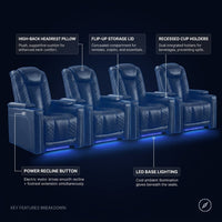 35.4'' Wide Modern Faux Leather Power Recliner Home Theater Individual Seat with Cup Holders — How It Works